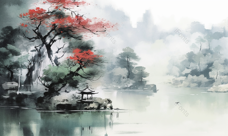 手绘中国风小清新水彩风格山水风景插画,插画/手绘图,插画/手绘图库,插画/手绘图下载,插画/手绘